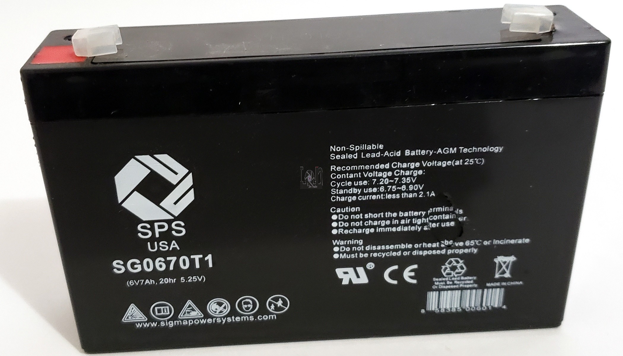 SPS SG0670T1 6V 7AH SLA Replacement AGM Battery Child Power Sport ATV
